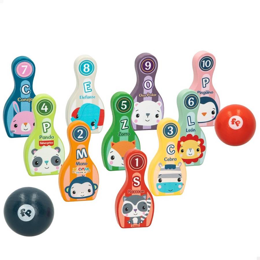 Woomax Bolos Madera fisherprice juegos de infantil niños juguetes educativos 12 bowling 3 años no