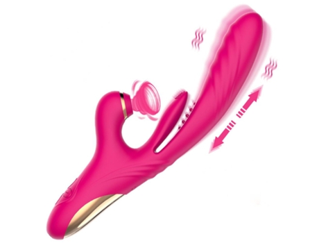 Vibrador de masaje telescópico 3 en 1 para chupar la lengua para mujeres (rojo rosa) VEANXIN