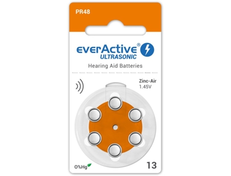 Juego de 60 Pilas EVERACTIVE para appareil auditif PA13