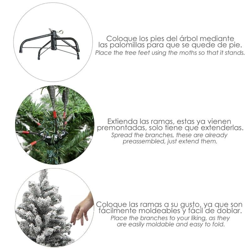 Arbol de navidad nevado 210 cm. 1106 ramas. hojas de pvc con nieve artifical