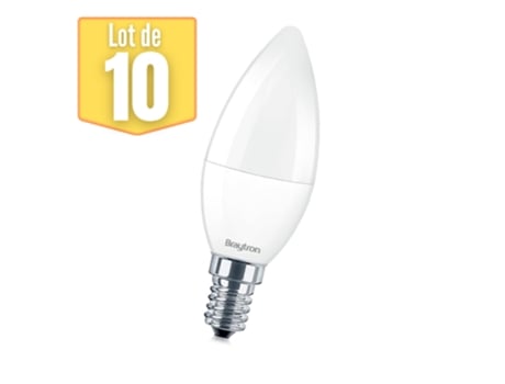 Conjunto de 10 bombillas de llama LED 6.5W (Ec. 45W) E14 6500K