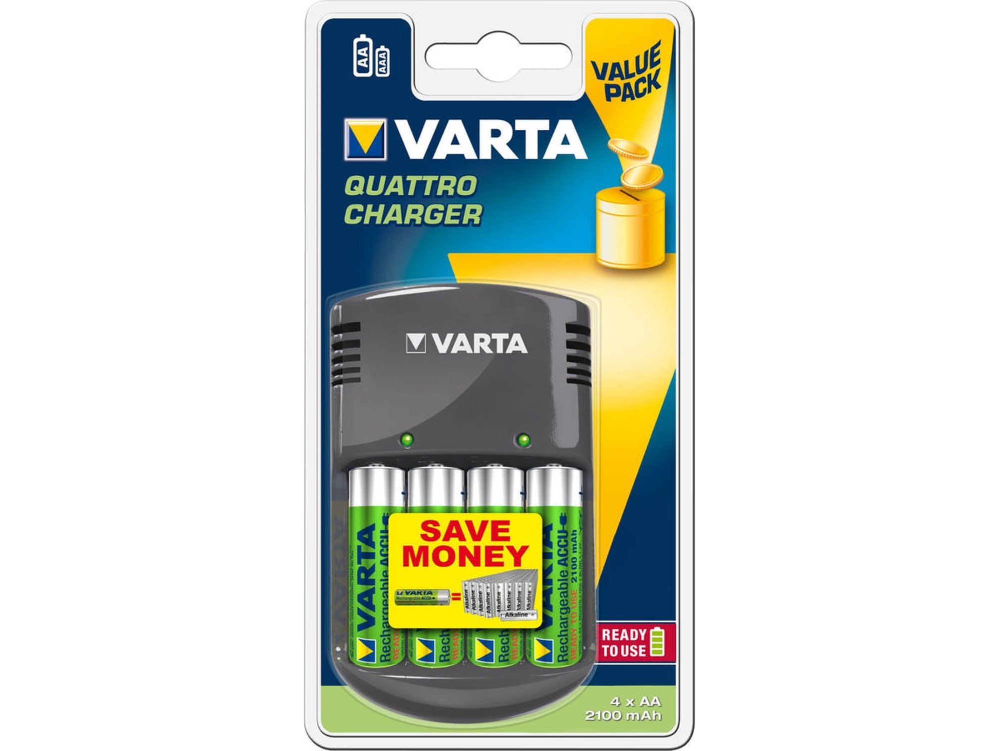 Cargador VARTA Quattro+ 4xAA 2100mAh