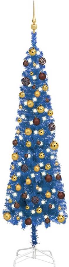 Árbol de Navidad VIDAXL con Luces LED y Bolas (Azul - 180x48 cm)