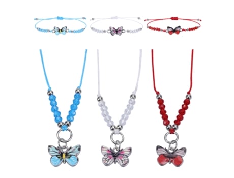 Adornos De Cuentas De Mariposa De Colores, Collar Y Pulsera De Moda, 3 Juegos, Joyería Para Niños Pequeños, Estilo 1 ZMDECQNA