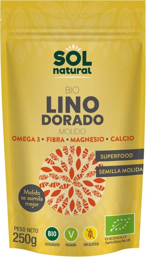 Semillas de Lino Doradas y Trituradas Bio SOL NATURAL (250 g)