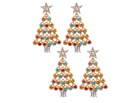 Pendientes De Navidad - Decoración De Navidad Para Mujeres Regalo De Árbol De Navidad Para Niños Joyas De Diamantes De Imitación De Cristal Para Ni...