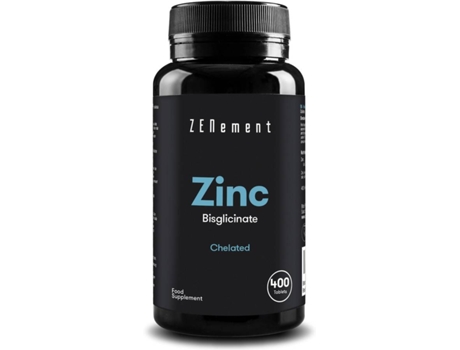 Complemento Alimentar Zenement zinc 400 comprimidos 25 mg bisglicinato chelado antioxidante ayuda sistema piel cabello y vista