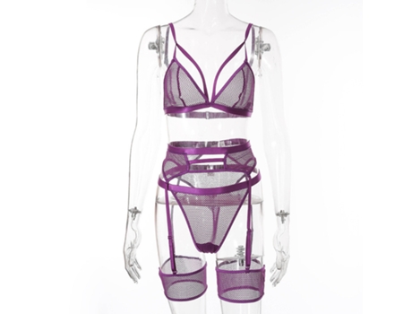 Conjunto De Lingerie PETHUEL corsé y tanga y liga QQFZ-C54-0511-3 Roxo