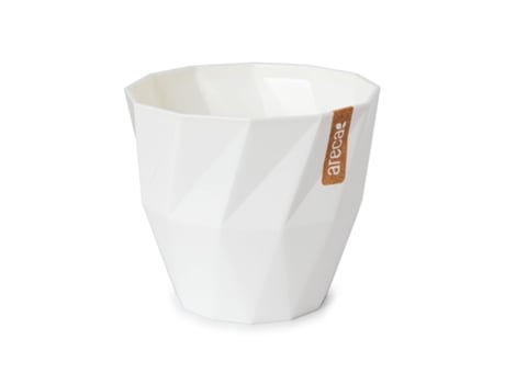 ARECA Quartz - Maceta Redonda Decorativa 17 cm con Textura Blanco Roto