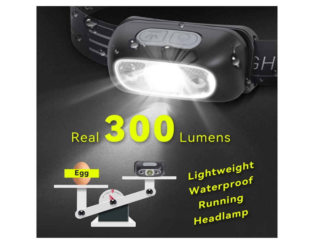 Linterna frontal LED recargable por USB, lámpara de