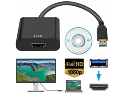 Adaptador USB a HDMI - Negro con disco de instalación (HD) TUSERXIN