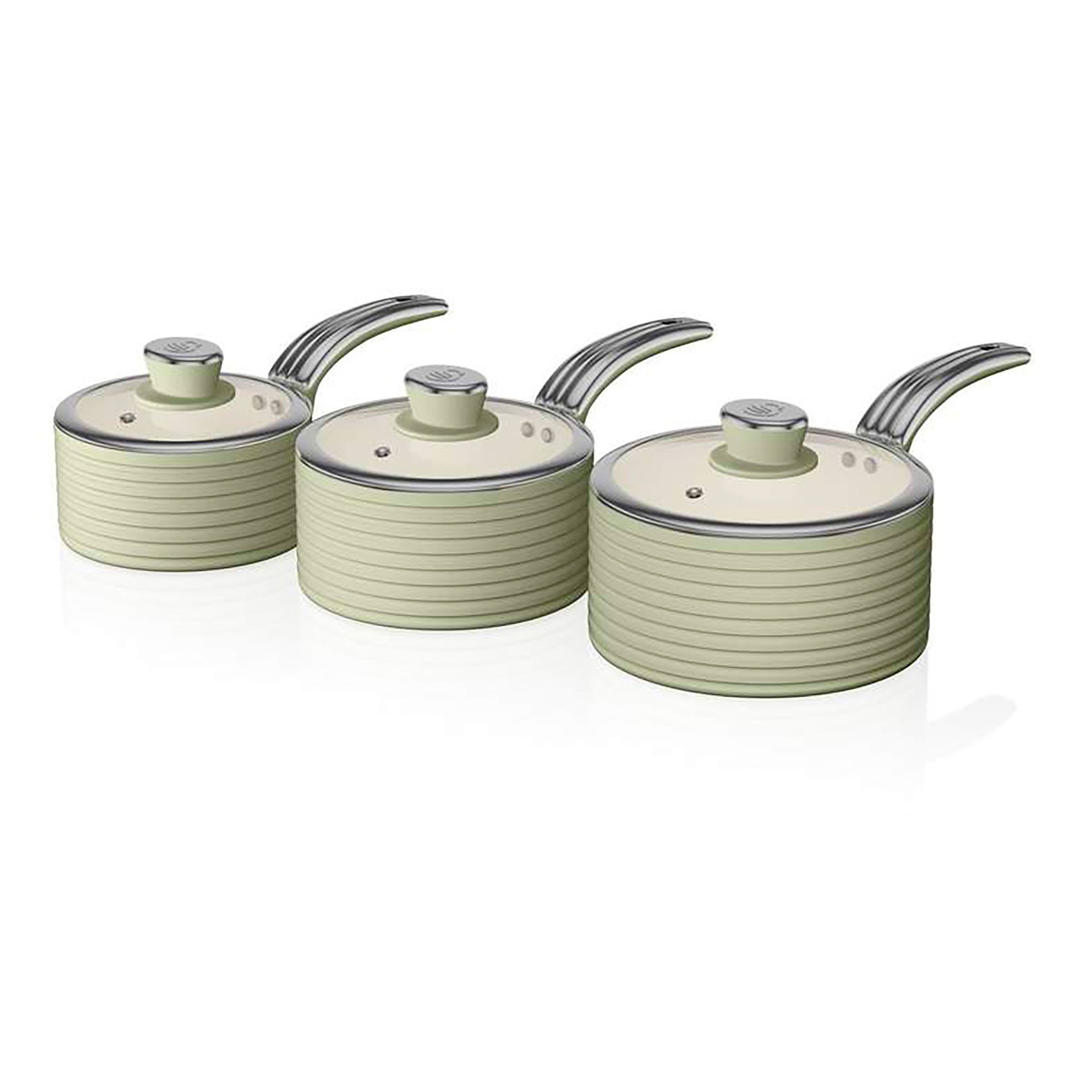 Baterías de Cocina SWAN (16-18-20 cm - Aluminio Prensado - Verde)