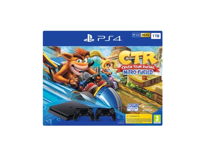 Consola PS4 + Juego Crash TR (2 Mandos - 1TB - Negro)