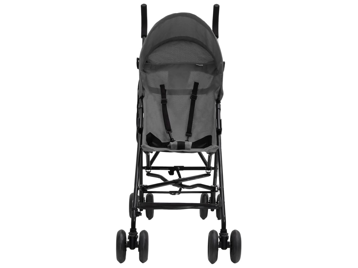 vidaXL Carrito de bebés 3 en 1 de acero gris claro y negro