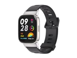 S/MARCA Correa de reloj inteligente para Redmi Watch 3 Mijobs Correa de reloj de TPU transpirable con orificio plano (negro + plateado)