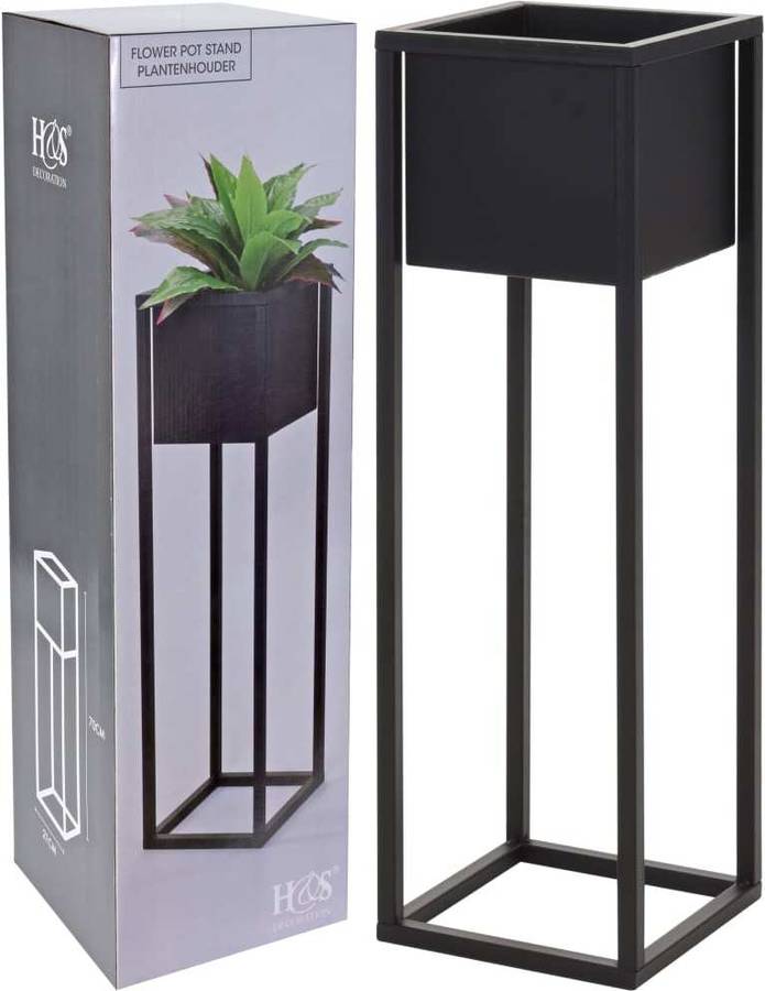 Jardinera HOME&STYLING (Negro - Metal - 21x21x70 cm)