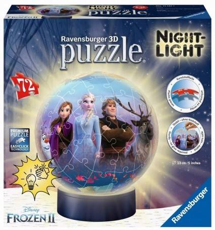 Puzzel RAVENSBURGUER 3D Puzzle Ball - Frozen 2 Night-Light (72 Piezas)