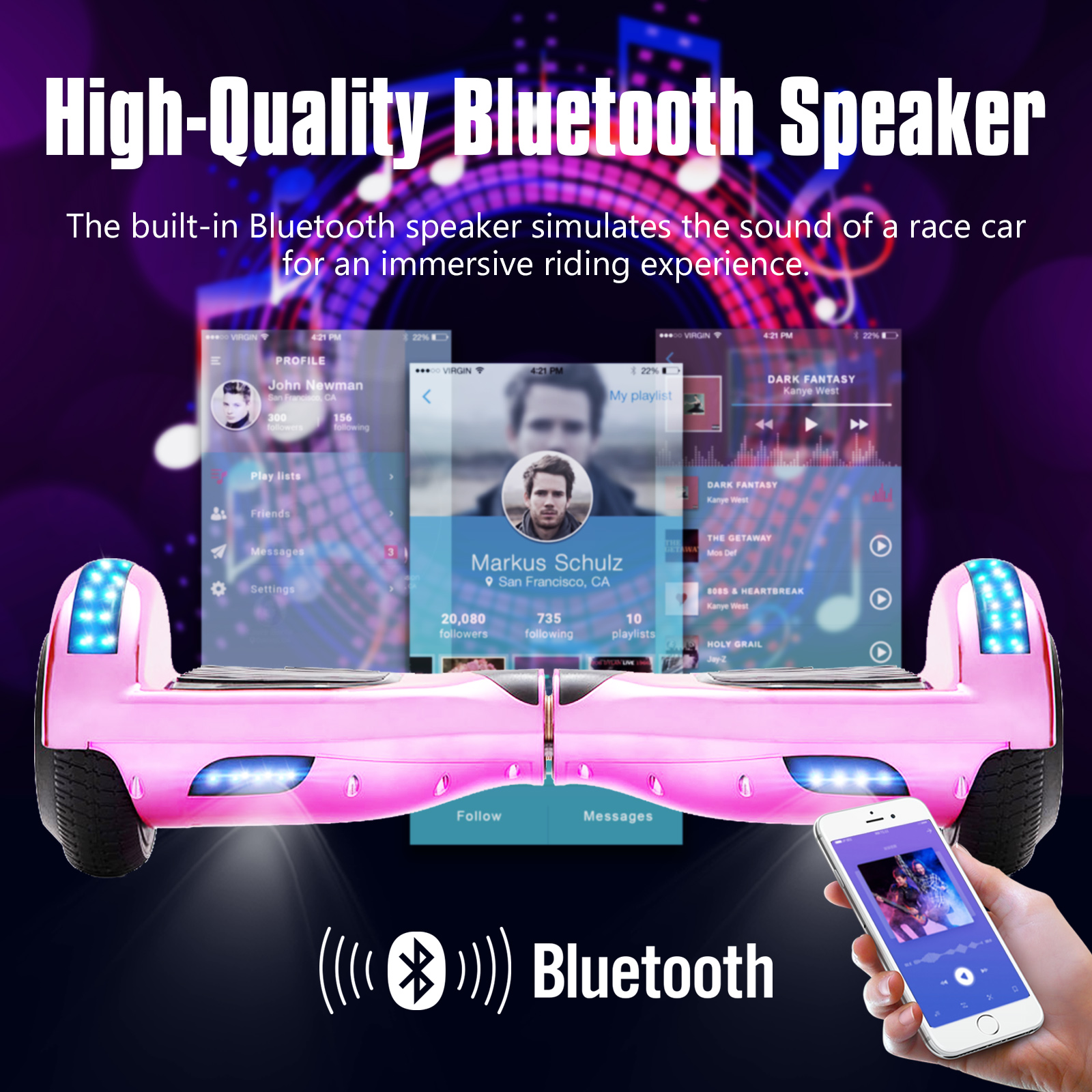 Hoverboard NEI-WAI z1+ Red para Niños (Columna Bluetooth