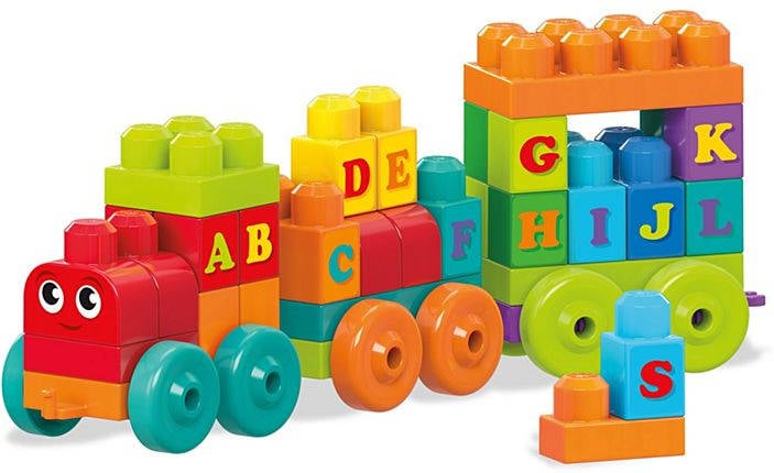 Mega Bloks Bloques de tren aprendizaje abc juguetes bebe 1 año mattel blocos dxh35 idade 20