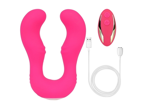 Vibrador de masaje de doble cabeza con control remoto inalámbrico para mujeres (rosa roja) VEANXIN