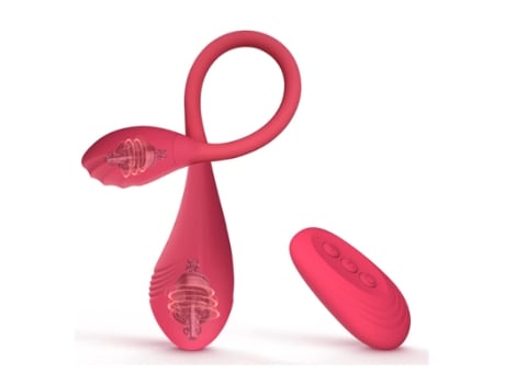 Masajeador Vibrador Bala de Doble Extremo 4 en 1 con 10 Modos para Pareja Vibrador Estimulador del Punto G Pezón Rojo BISBISOUS