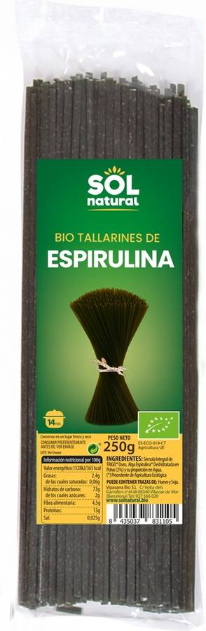 Tallarines de Espirulina SOL NATURAL (250 g)