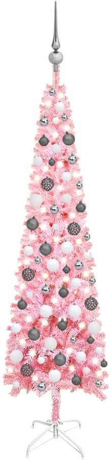 Árbol de Navidad VIDAXL con Luces LED y Bolas (Rosa - 150x43 cm)