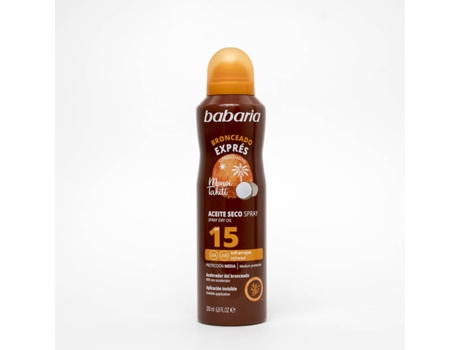 Protector Solar BABARIA Aceite Seco en Bruma Acelerador del Bronceado SPF 15 (200ml)