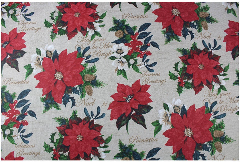 Mantel ACOMODA TEXTIL Flores Rojo y Beige (140x140 cm - Poliéster)