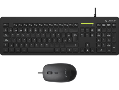 Unykach Kit Teclado y combo mk211 pro slim con cable qwerty español 108 de membrana usb 2400 dpi silencioso windows mac android