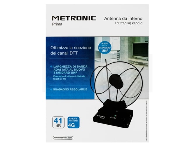 Metronic Prima Antena tv de interior orientable 26 db 426994 con ganancia negro para 41db