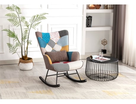 Silla mecedora mecedora de terciopelo con estructura de metal y base de  madera, silla tapizada para salón silla retro silla caramelo