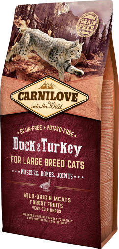 Carnilove Feline Adult large pato pavo 400gr 400 pienso para gatos seco razas grandes