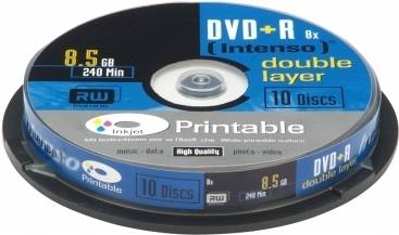 DVD vírgen INTENSO 1x10 DVD+R 8.5GB 8x Double Layer printable