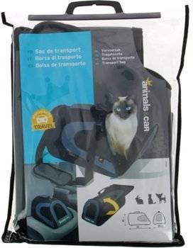 Transportín para Perros ANIMALS&CAR con Bolsillos y Ventana (Negro - Poliéster - Hasta: 9 Kg - S - Porte Pequeño)