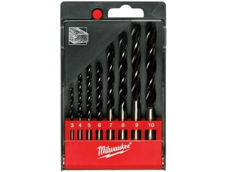 Estuche de Plástico con 8 Brocas MILWAUKEE de 3 Puntas para Madera