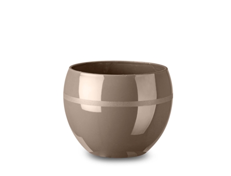 ARECA Coco - Maceta Redonda Decorativa 14 cm con Acabado Brillante Taupe