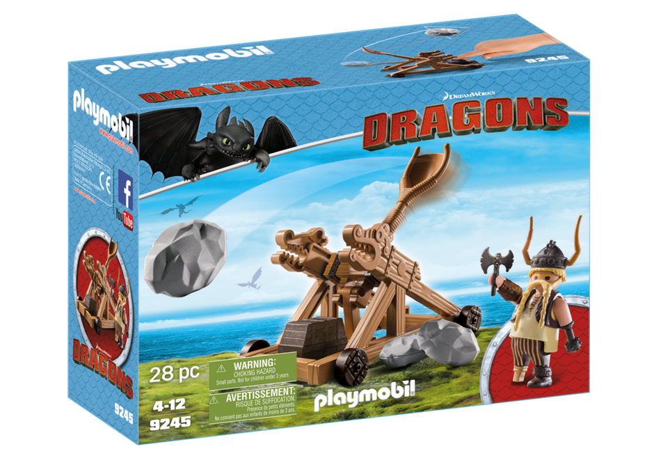 PLAYMOBIL Dragons: Boquilla con catapulta - 9245 (Edad Mínima: 4)