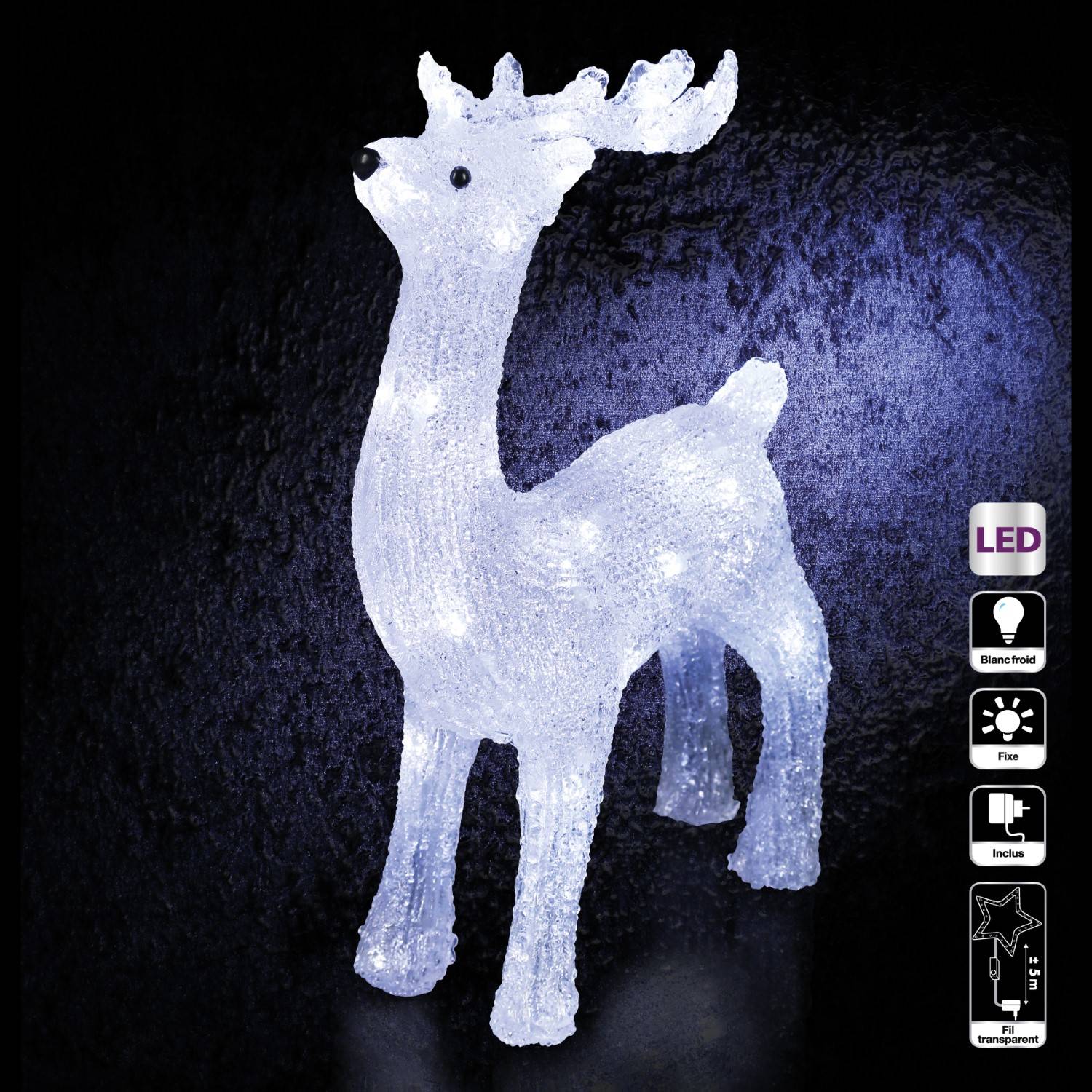 Figura de Navidad FÉÉRIC LIGHTS AND CHRISTMAS externa Rena 45,5 cm (Blanco)