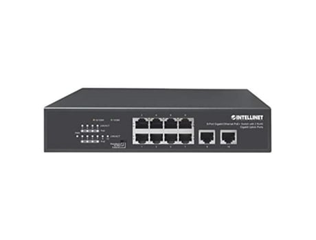 Switch Gigabit Ethernet 8 Puertos PoE+ con 2 Puertos Uplink Gigabit Rj45 I INTELLINET