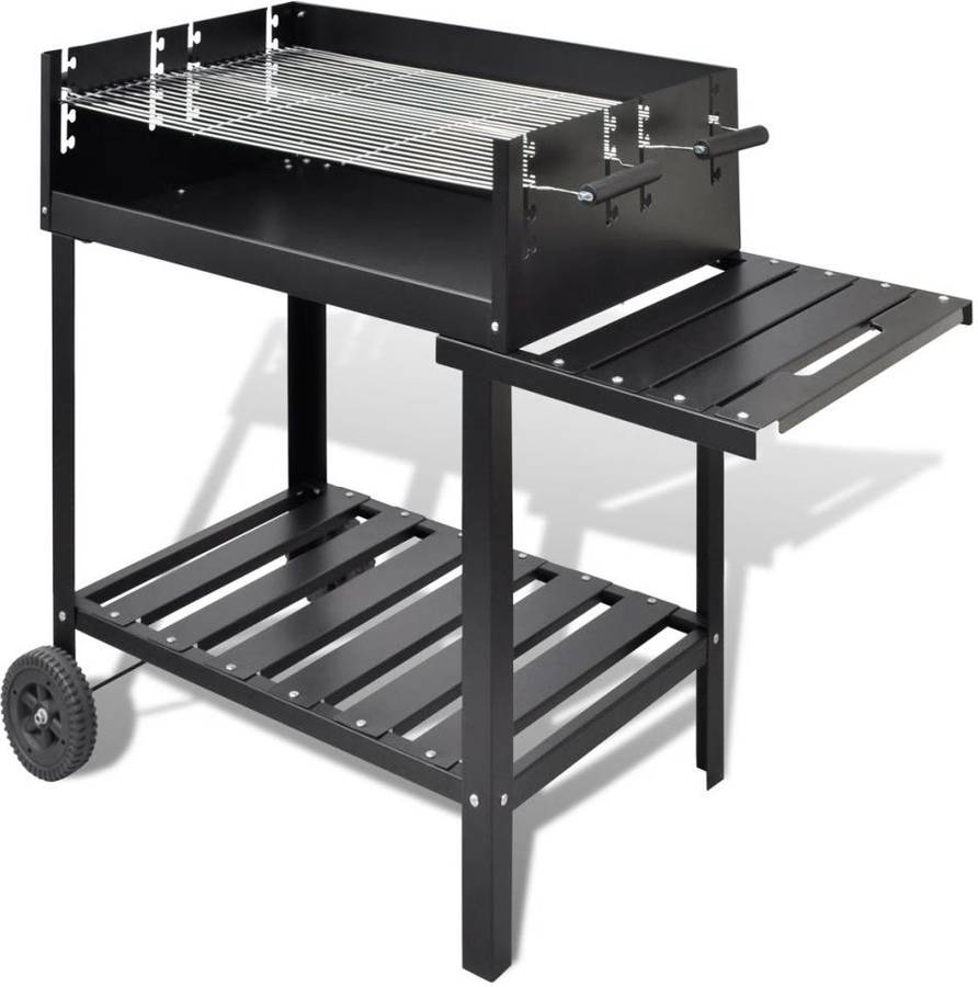 Barbacoa VIDAXL Carbón Portable 2 Ruedas (Negro - Acero - 115 x 60 x 90 cm)