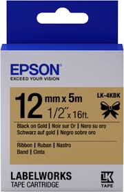 Cartucho de etiquetas EPSON LK-4KBK satinada negro/oro de 12 mm (5 m) -