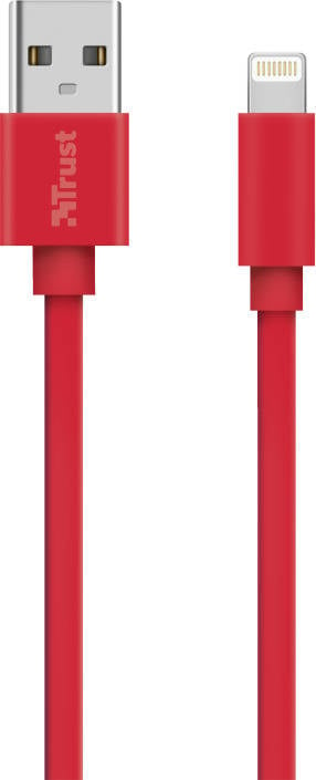 Cable TRUST URBAN Flat (USB - Lightning - 1 m - Rojo)