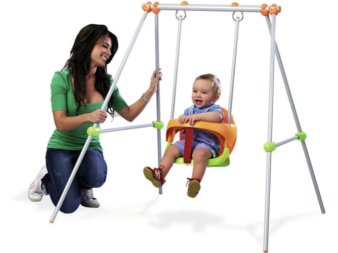 Smoby Baby Swing columpio bebé 120 x 124 cm 310046 para exterior verde naranja