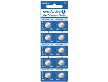 Pilas Alcalinas tipo Botón EVERACTIVE LR44 (10 Und)