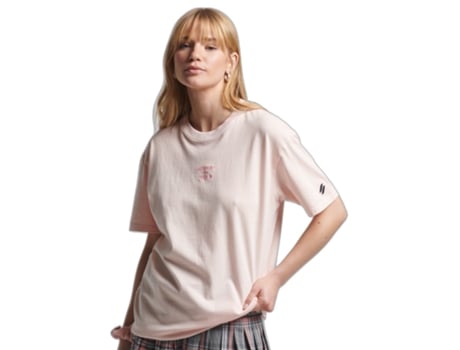 Camiseta para Mujer SUPERDRY (S - Algodón - Rosa)