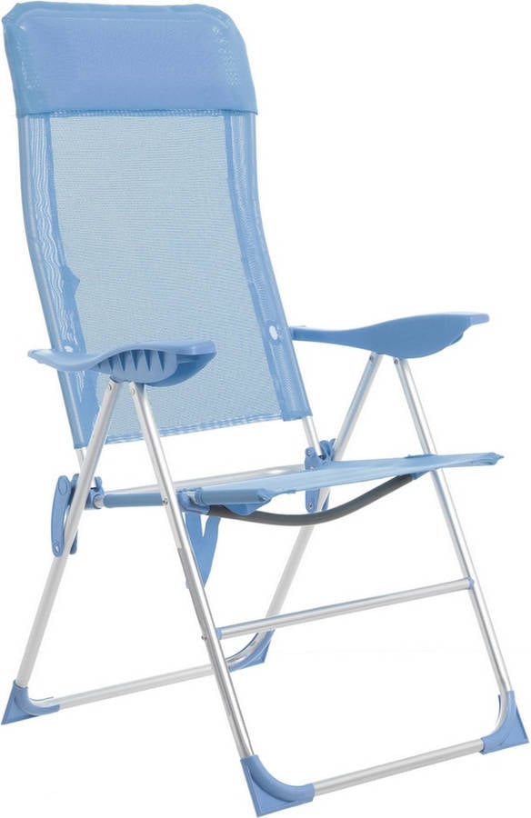 Lolahome Silla Plegable con para la playa 5 posiciones azul de home aluminio 110x61x66