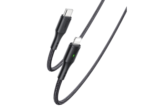 Cable Yesido Datos Carga Trenzado Usb-C Type Pines Luz Negro