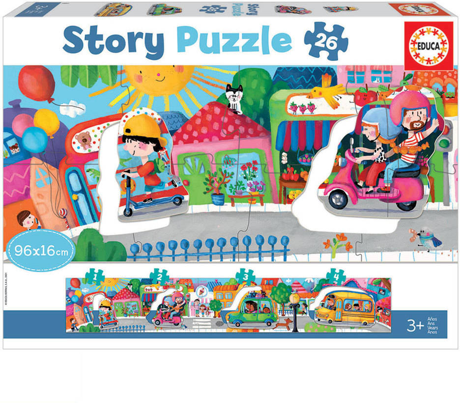 Puzzle EDUCA Story Puzzles 26 Piezas Vehículos en la Ciudad (Edad Mínima: 3 Años - 26 Piezas)