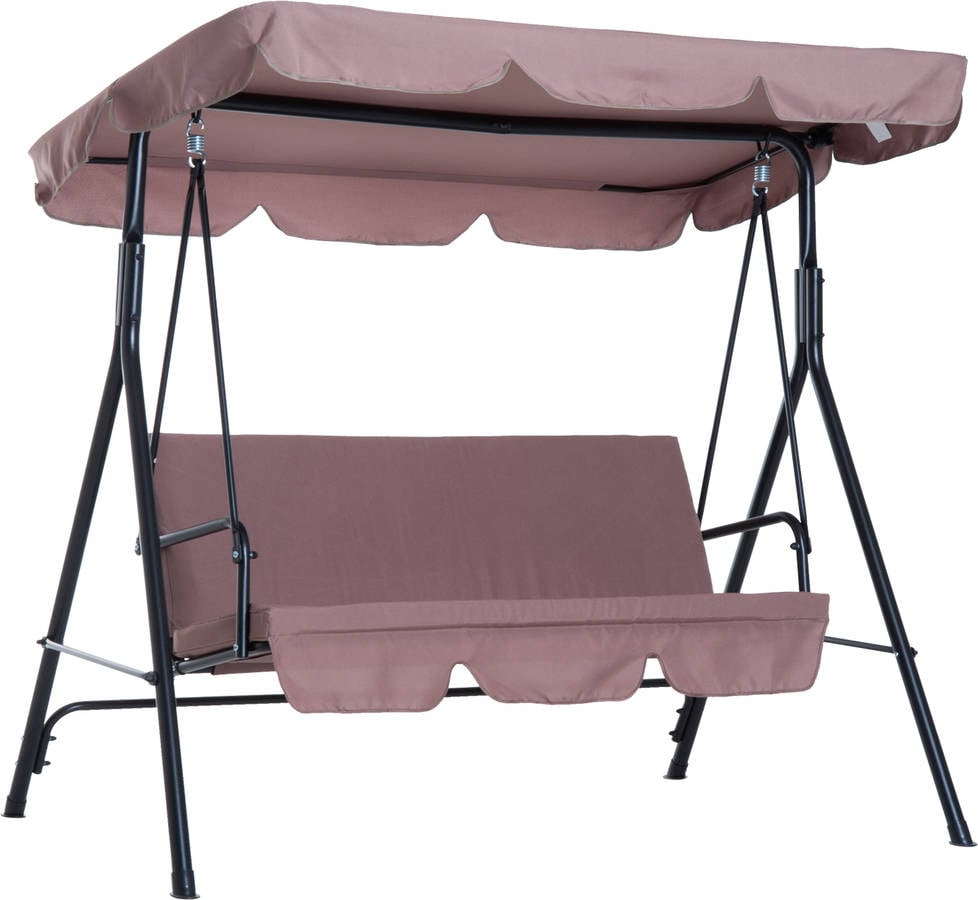 Outsunny Columpio De 3 plazas silla con 84a054bn parasol techo ajustable en terraza carga 2 172x110x152cm